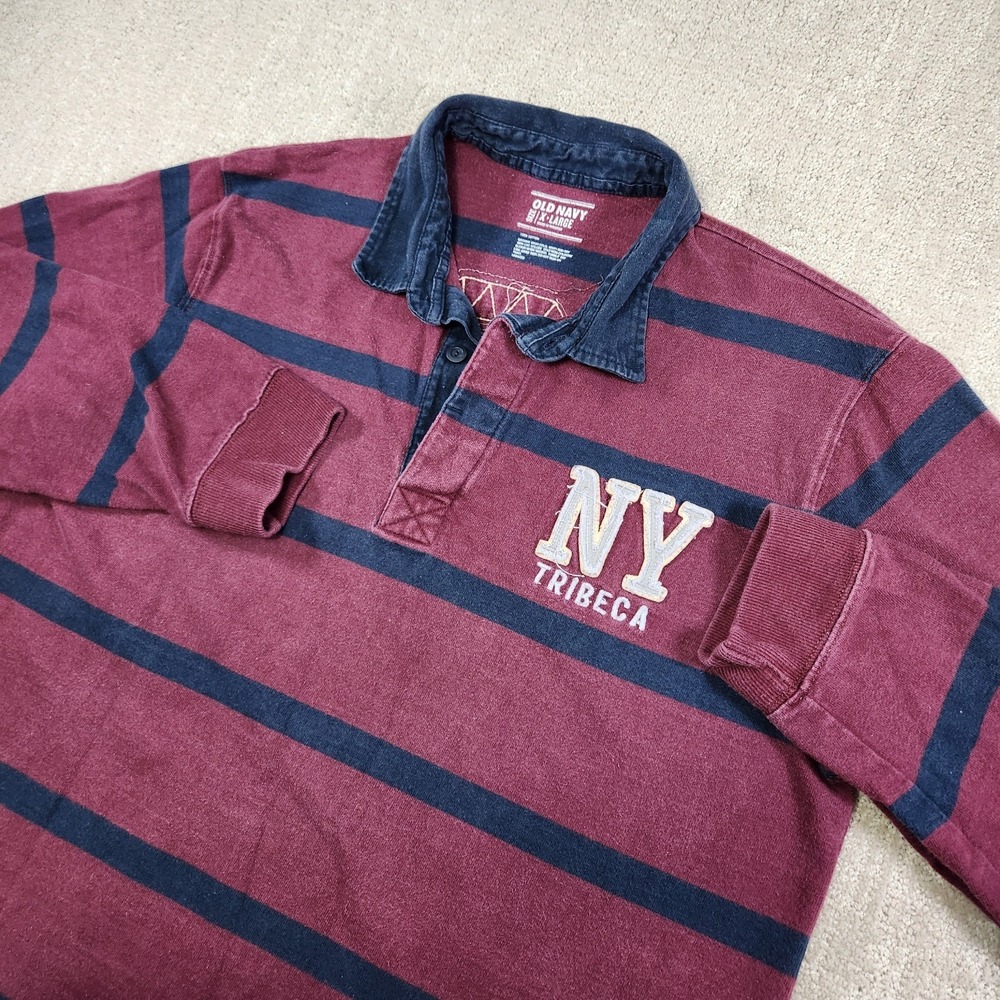 Rugby Style Shirt Men XL Y2K Heavy Cotton Chunky Stripe NY Tribeca‎ Academia